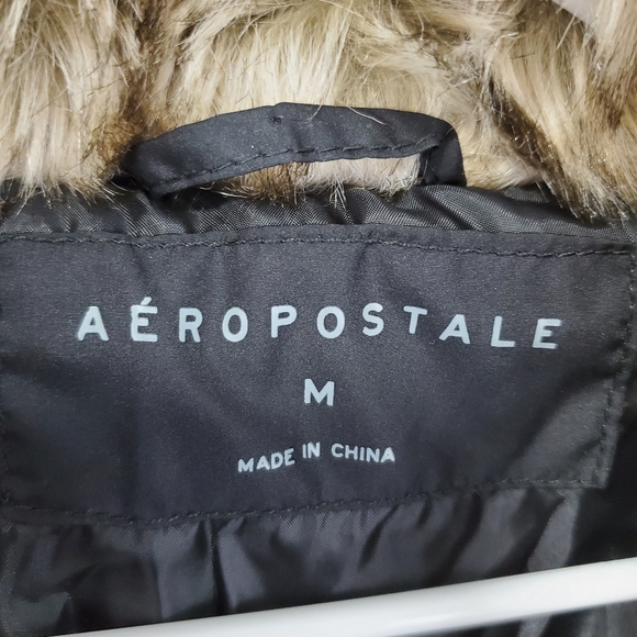 Aeropostale Black Faux Fur Hooded Quilted Jacket - Picture 9 of 12